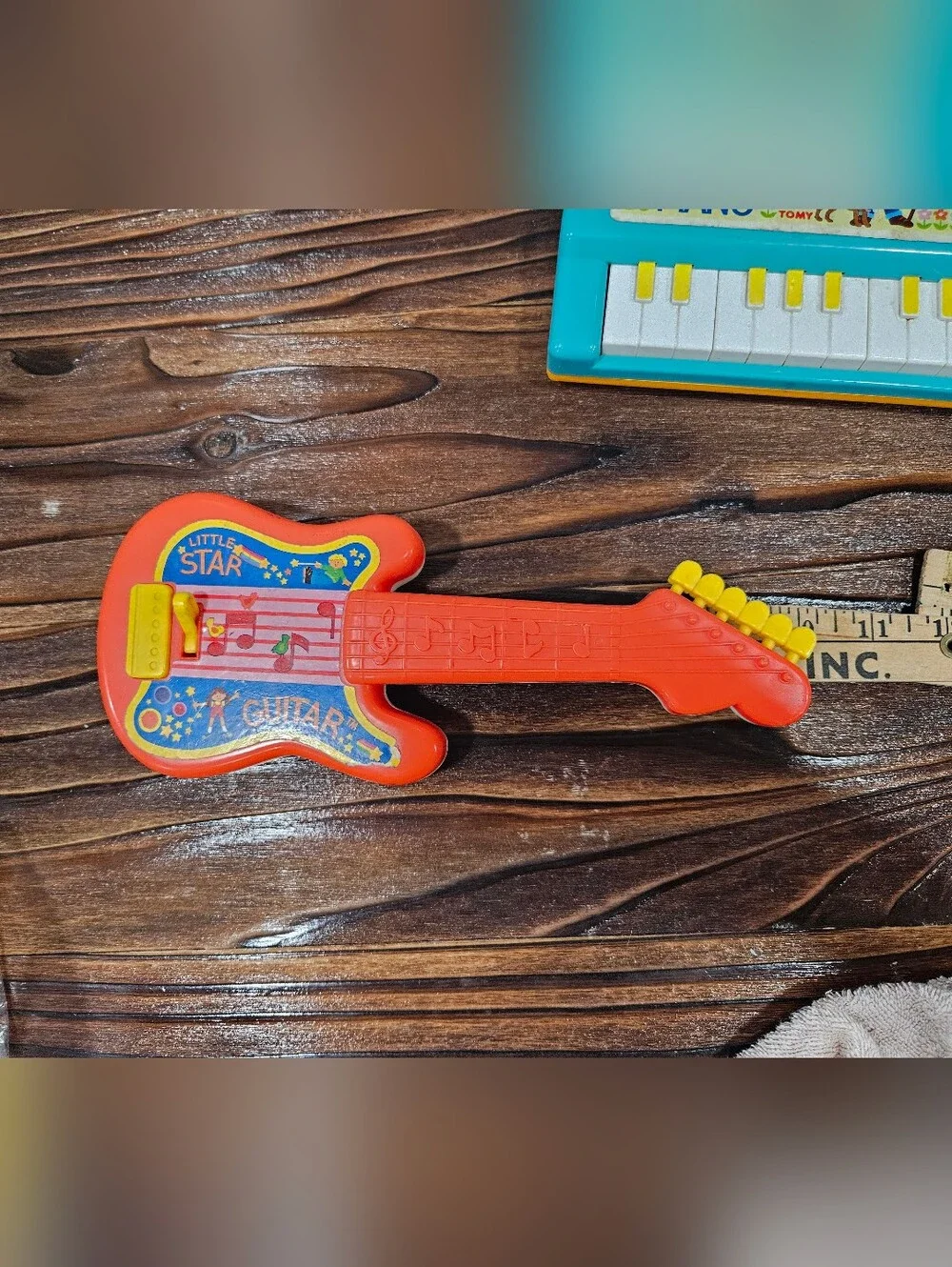 Vintage 1980's Tomy Little Player Piano & Little Star Guitar Toys